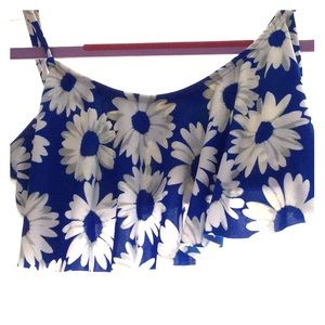 Daisy print fold over bikini top